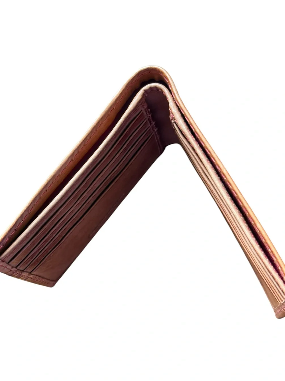 Rawlings Brown Leather Wallet with Pink Stitch Accent
